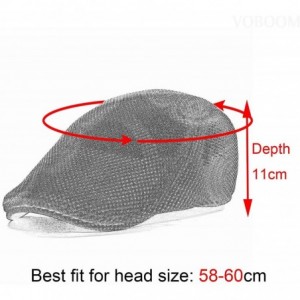 Newsboy Caps Men Breathable Mesh Summer Hat Newsboy Beret Ivy Cap Cabbie Flat Cap - Style3- Khaki - C818SMNKEYU $8.78