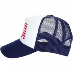 Baseball Caps American Flag Patriotic USA Logo Classic 5 Panel Mesh Snap Back Trucker Hat Navy - CJ11S4MJLDP $9.50