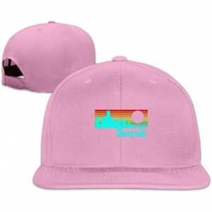 Baseball Caps 1980s Vintage Retro Detroit Snapback Unisex Flat Bill Visor Baseball Hat - Pink - C918CT777S2 $11.35