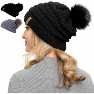 Skullies & Beanies Women Knit Slouchy Beanie Pom Hat - C818ADO7ZXM $10.91