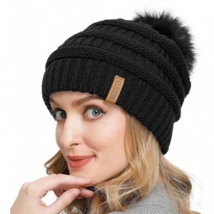 Skullies & Beanies Women Knit Slouchy Beanie Pom Hat - C818ADO7ZXM $10.91