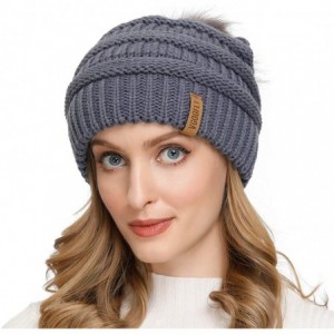 Skullies & Beanies Women Knit Slouchy Beanie Pom Hat - C818ADO7ZXM $10.91