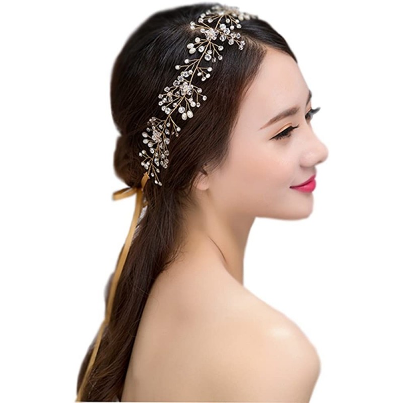 Headbands Newdeve Bridal Crystal and Beads Headband Wedding Vintage Hair Vine Bridal Hair Accessories - Silver - CS18CEDTY26 ...