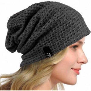 Berets Women's Slouchy Beanie Knit Beret Skull Cap Baggy Winter Summer Hat B08w - Solid Grey - CE18UUXSMC8 $24.62