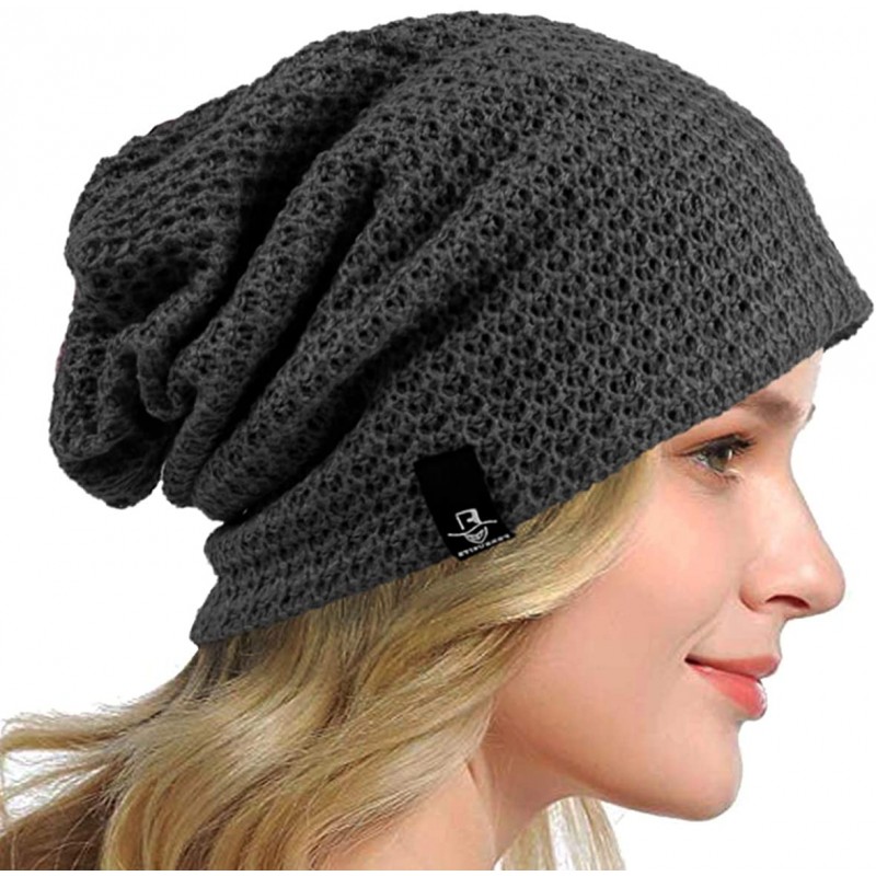 Berets Women's Slouchy Beanie Knit Beret Skull Cap Baggy Winter Summer Hat B08w - Solid Grey - CE18UUXSMC8 $11.66