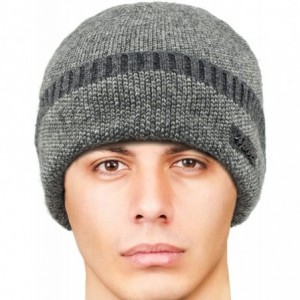 Skullies & Beanies Men's Wool Blend Knit Beanie- Soft & Warm Velour Fleece Lined - Sport - Gray - CH1270EPIWP $12.49
