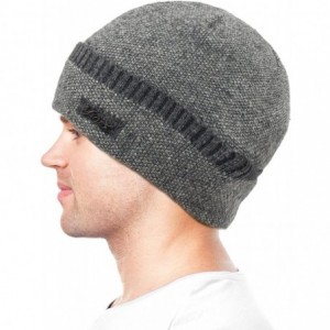 Skullies & Beanies Men's Wool Blend Knit Beanie- Soft & Warm Velour Fleece Lined - Sport - Gray - CH1270EPIWP $12.49