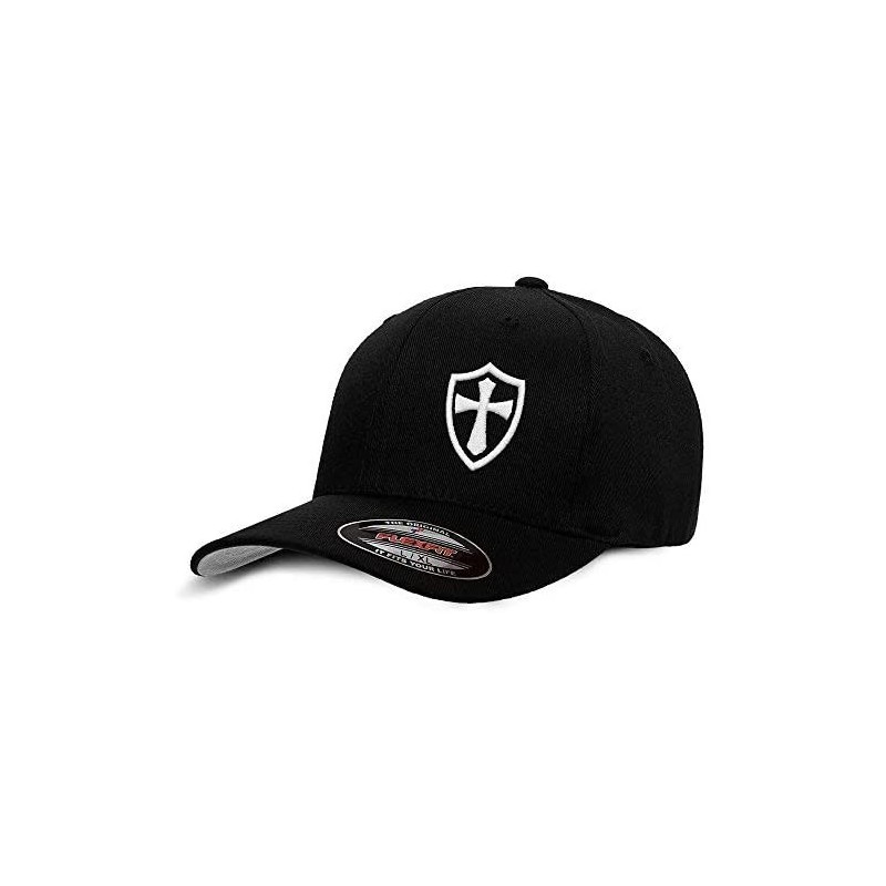 Baseball Caps Crusader Knights Templar Cross Baseball Hat - Black / White - CP12LG3S48B $23.18