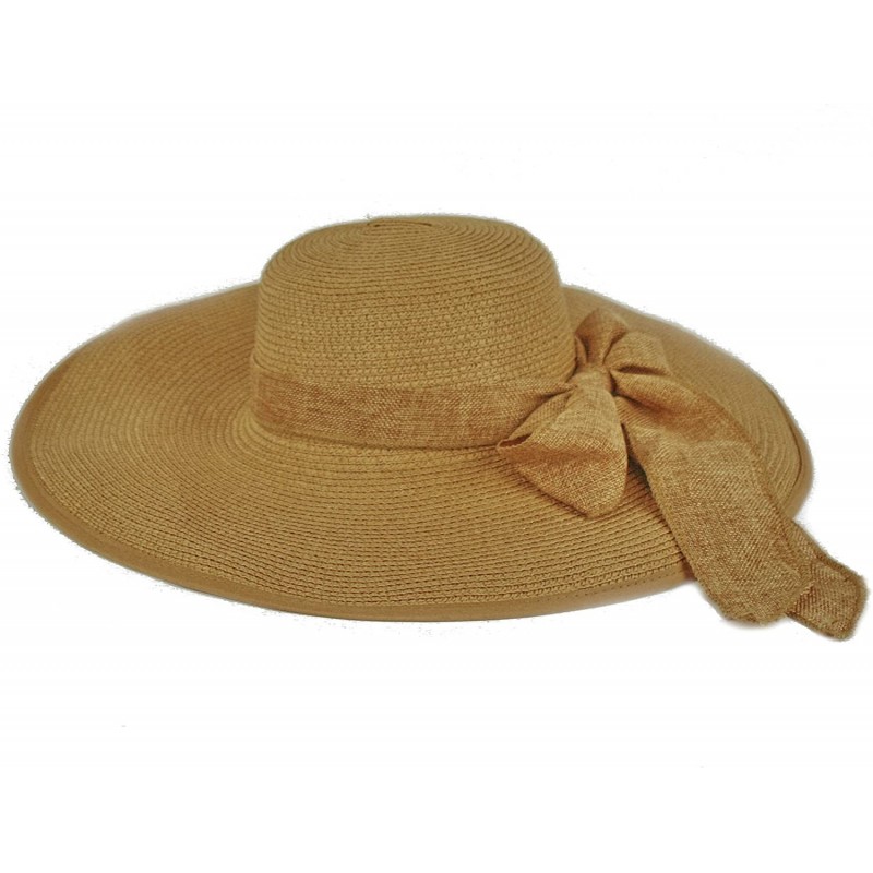 Sun Hats Women Cool Summer Floppy Wide Brim Straw Hat with Ribbon 964SH - Brown - CQ11B8WRMJX $14.25