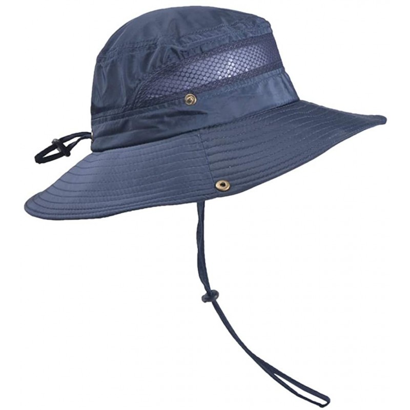 Visors Summer Outdoor Sun Hat Protection Bucket Mesh Boonie Hat Solid Fishing Cap Summer Best 2019 New - Navy - CU18R3LTCKY $...