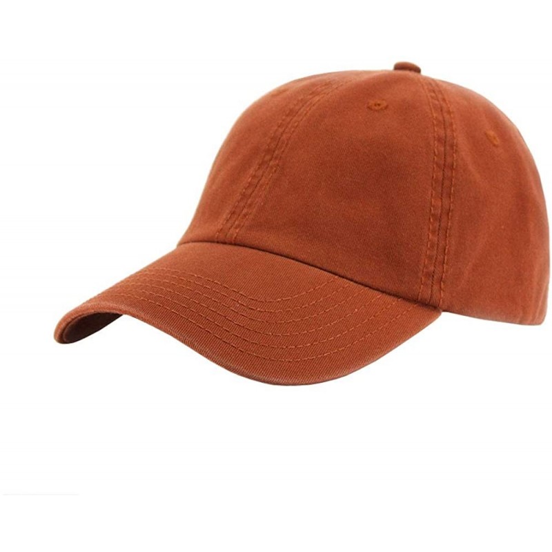 Baseball Caps Classic Washed Cotton Twill Low Profile Adjustable Baseball Cap - Tx. Orange - CS128GCV8E7 $15.43