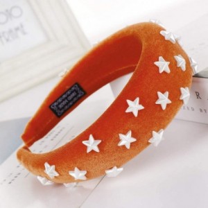 Headbands Women Hairband Cute Sponge Velvet Star Headband Hair Accessories Hair Head Hoop - Orange - C618U2YO7WR $7.27