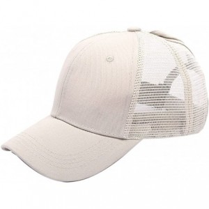 Baseball Caps Ponycap Messy High Bun Ponytail Adjustable Mesh Trucker Baseball Cap Hat for Women - Beige - CU18M09D03D $9.28