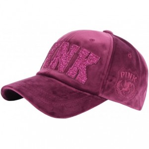 Baseball Caps Velvet Winter Pink Emblem Women Sexy Lady Cute Cap Baseball Hat Truckers - Wine - C112NH5UCZ8 $21.80