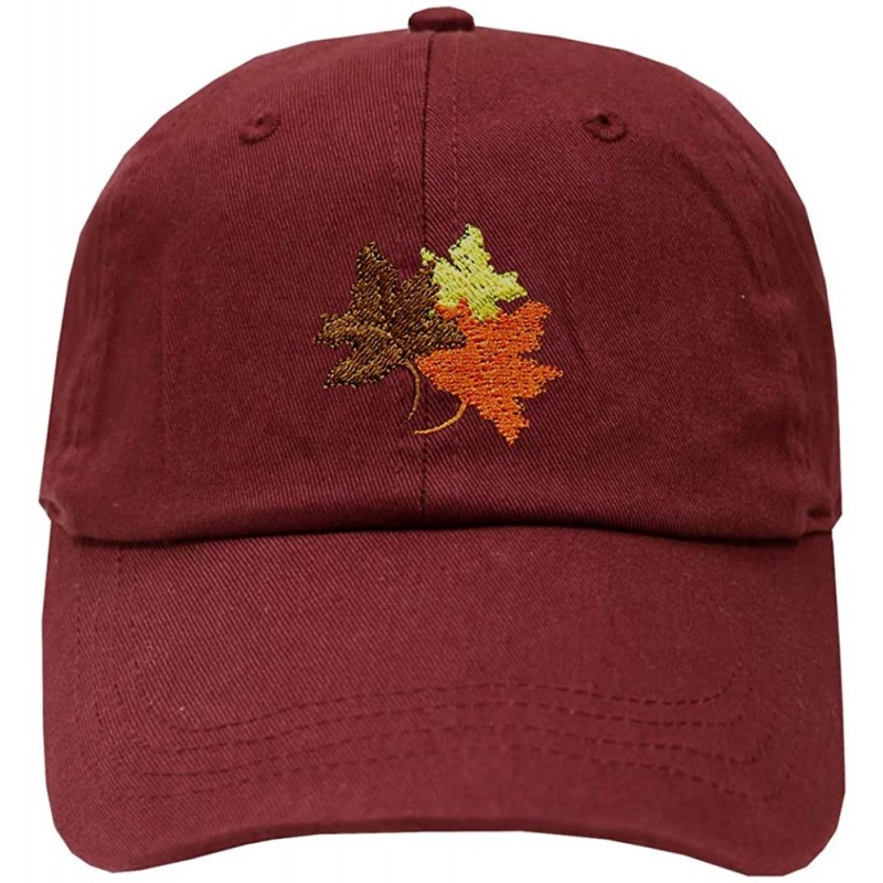 Baseball Caps Fall Leaves Cotton Baseball Dad Caps - Multi Colors - Burgundy - CS18IZ83TWG $9.78