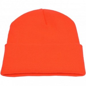 Skullies & Beanies Warm Winter Hat Knit Beanie Skull Cap Cuff Beanie Hat Winter Hats for Men - Orange - CR12J0HSJXP $10.92