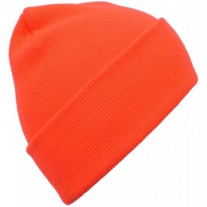 Skullies & Beanies Warm Winter Hat Knit Beanie Skull Cap Cuff Beanie Hat Winter Hats for Men - Orange - CR12J0HSJXP $19.38
