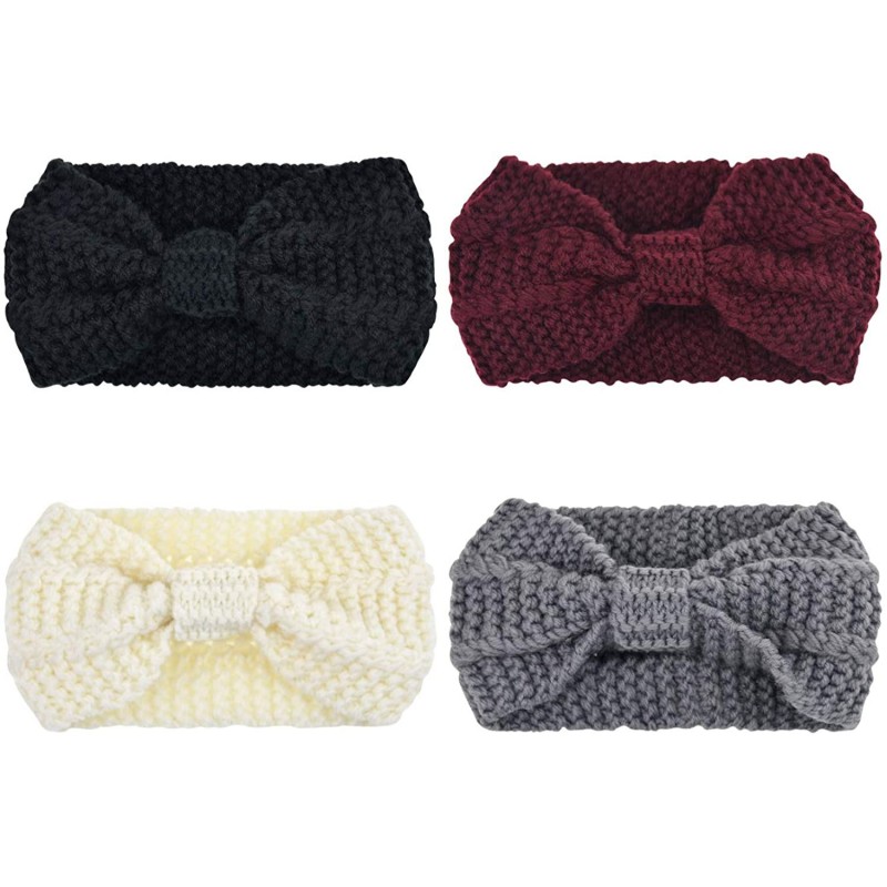 Cold Weather Headbands Crochet Turban Headband for Women Warm Bulky Crocheted Headwrap - ZG 4 Pack A - CX18A4S6Q9C $12.73