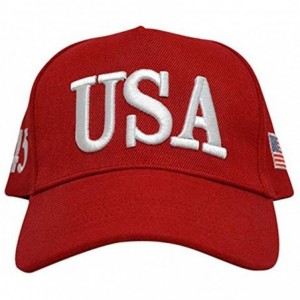 Baseball Caps USA 45 Trump Make America Great Again Embroidered Hat with Flag - Red - C418QY0006S $20.09