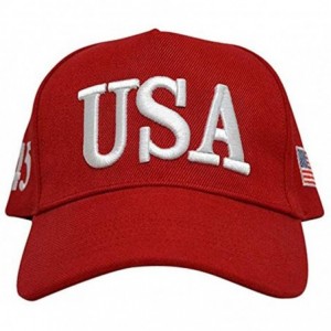 Baseball Caps USA 45 Trump Make America Great Again Embroidered Hat with Flag - Red - C418QY0006S $12.16