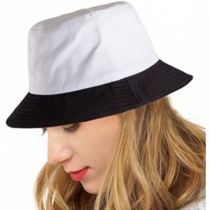 Bucket Hats Womens Bucket Hat Fishing Hat - Black Cotton Bucket Hats for Women Sun Hat Cap - Black White 2 - CK18KLTIKL3 $12.46