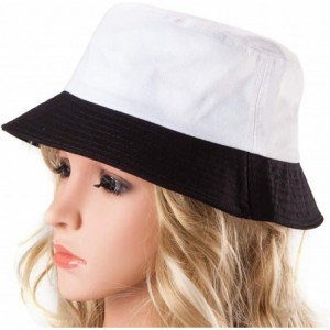 Bucket Hats Womens Bucket Hat Fishing Hat - Black Cotton Bucket Hats for Women Sun Hat Cap - Black White 2 - CK18KLTIKL3 $12.46