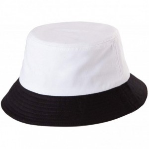 Bucket Hats Womens Bucket Hat Fishing Hat - Black Cotton Bucket Hats for Women Sun Hat Cap - Black White 2 - CK18KLTIKL3 $12.46