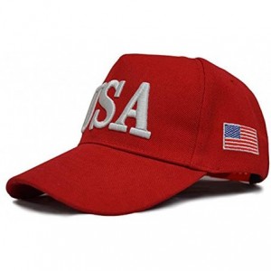 Baseball Caps USA 45 Trump Make America Great Again Embroidered Hat with Flag - Red - C418QY0006S $12.16
