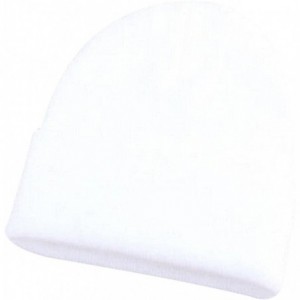 Skullies & Beanies Men Women Beanie Knit Cap Hip-Hop Winter Warm Elastic Cuff Hat - White - CK12O1L6MAM $8.18