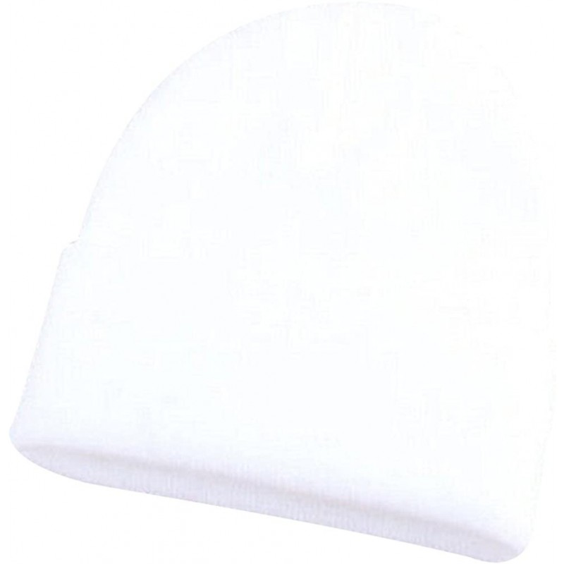 Skullies & Beanies Men Women Beanie Knit Cap Hip-Hop Winter Warm Elastic Cuff Hat - White - CK12O1L6MAM $8.18