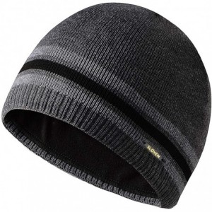 Skullies & Beanies Men's Knitted Hat- Winter Beanie Hats Warmer with Thick Fleece Lined for Men Women - Dark Gray - CG193UWMM...