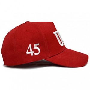 Baseball Caps USA 45 Trump Make America Great Again Embroidered Hat with Flag - Red - C418QY0006S $12.16