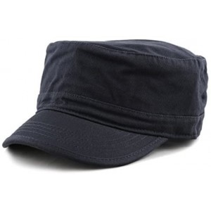 Baseball Caps Washed Cotton Basic & Distressed Cadet Cap Military Army Style Hat - 1. Basic - Navy - CL189ZYW5E0 $12.93