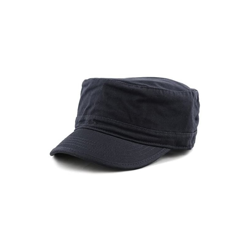 Baseball Caps Washed Cotton Basic & Distressed Cadet Cap Military Army Style Hat - 1. Basic - Navy - CL189ZYW5E0 $12.93