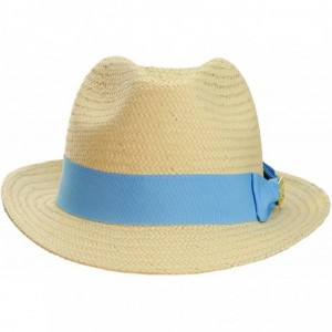 Fedoras Unisex Lightweight Fedora w/Solid Color Band & Gold-Tone Emblem - Denim - CN11AJPY7RT $10.89