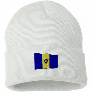 Skullies & Beanies Barbados Flag Custom Personalized Embroidery Embroidered Beanie - White - C412O6IMPF0 $31.25