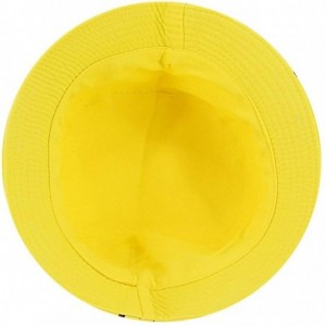 Bucket Hats Reversible Cotton Bucket Hat Multicolored Fisherman Cap Packable Sun Hat - Yellow Moon - CD1976S34IM $15.44