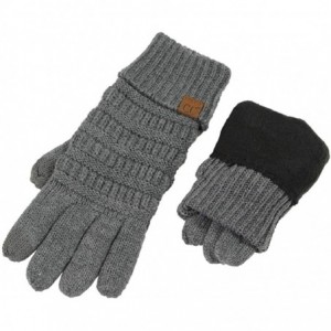 Skullies & Beanies Sherpa Lining Winter Warm Knit Touchscreen Texting Gloves - 2 Tone Teal/Blue 15 - CU18Y7DWTML $17.36