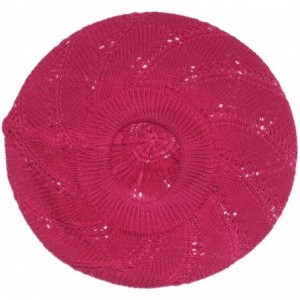 Berets Lightweight Knit Slouchy Beret - Berry Blast - CX1992CKC82 $13.46