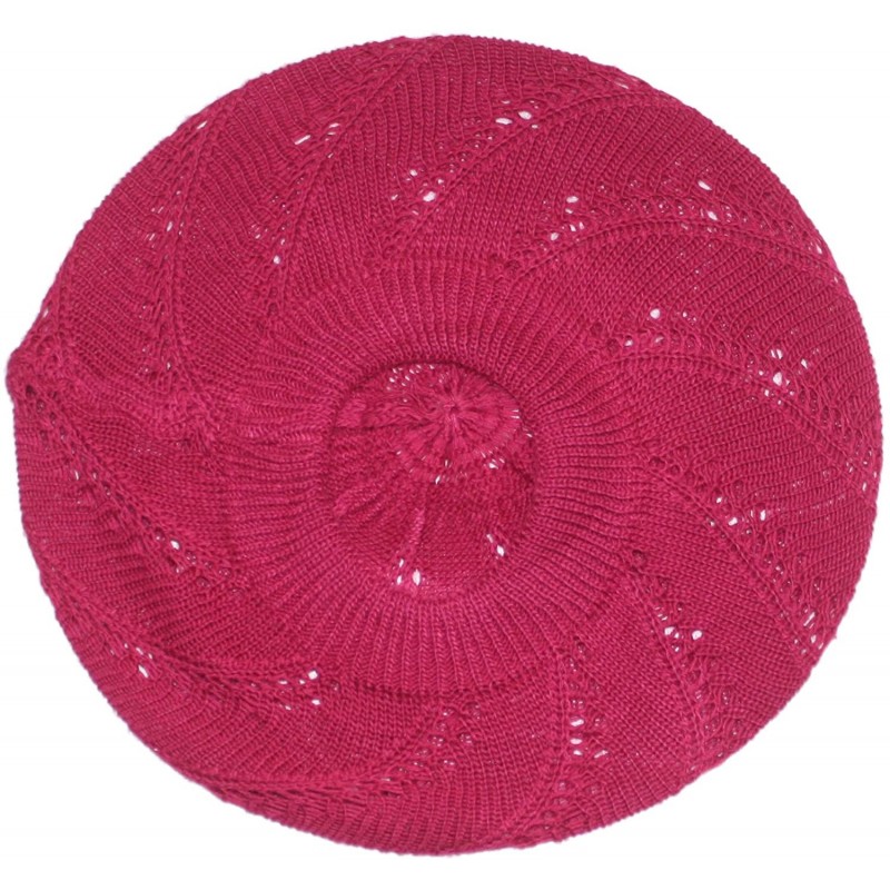 Berets Lightweight Knit Slouchy Beret - Berry Blast - CX1992CKC82 $13.46