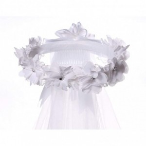 Headbands Flower Girls White First Communion Veil Headband with Bow - Wreath Veil With Bowknot - C5194L38KXN $13.64