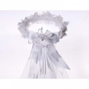 Headbands Flower Girls White First Communion Veil Headband with Bow - Wreath Veil With Bowknot - C5194L38KXN $13.64