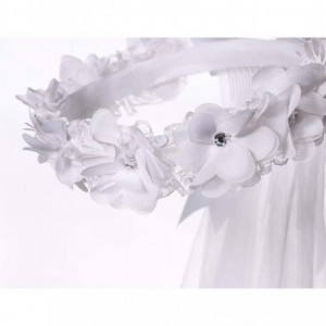 Headbands Flower Girls White First Communion Veil Headband with Bow - Wreath Veil With Bowknot - C5194L38KXN $13.64