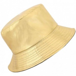 Bucket Hats Unisex Metallic Foldable Bucket Hat Reversible Fisherman Cap Travel Sun Hat - Gold - CW18027KDIY $15.54