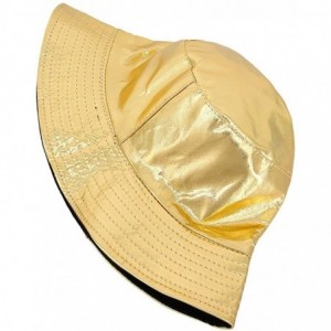 Bucket Hats Unisex Metallic Foldable Bucket Hat Reversible Fisherman Cap Travel Sun Hat - Gold - CW18027KDIY $15.54