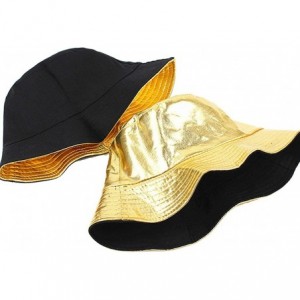 Bucket Hats Unisex Metallic Foldable Bucket Hat Reversible Fisherman Cap Travel Sun Hat - Gold - CW18027KDIY $15.54