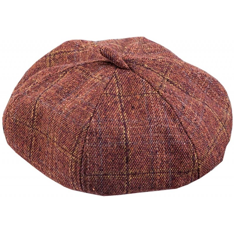 Berets Women Plaid French-Beret-Artist-Hat Octagonal Painter Cap Vintage - Coffee - CT18X7DT8WK $10.98