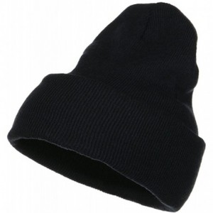 Skullies & Beanies Big Size Stretch ECO Cotton Long Beanie - Navy - CP1156XI95L $21.07