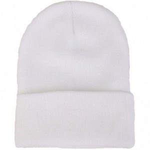 Skullies & Beanies Unisex Cuff Warm Winter Hat Knit Plain Skull Beanie Toboggan Knit Hat/Cap - White - CJ1865L9GA8 $21.19