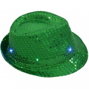 Fedoras Unisex Light Up Led Fedora Cap Colorful Sequin Fancy Dress Dance Party Women Men Hat - Green - CL18N05M39L $18.83